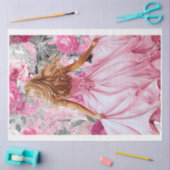 ピンク&ブラックシャビーグラムドレスデクページ紙 薄葉紙 (クラフト)