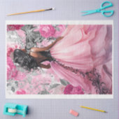 ピンク&ブラックシャビーグラムドレス2 Decopage紙 薄葉紙 (クラフト)