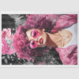 ピンク&ブラックシャビーグラムSG2デコページ紙 薄葉紙