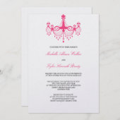 ピンク&ブラックシャンデリア招待状 招待状 (正面/裏面)