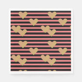 ピンク&ブラックストライプ紙 スタンダードランチョンナプキン (正面)