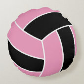 ピンク&ブラックスポーツバレーボール | DIY名 ラウンドクッション (裏面)