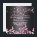 ピンク/ブラックスワールバラスウィート16誕生日招待状 招待状<br><div class="desc">ピンク&エレガントブラックスワールバラスウィート16誕生日招待状</div>