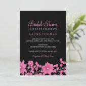 ピンク&ブラックダイヤモンドフラワーブライダルシャワー招待状 招待状 (スタンド正面)