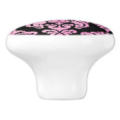 ピンク&ブラックダマスクベッドルームドエレガントレスザー セラミックノブ (側面)