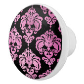 ピンク&ブラックダマスクベッドルームドエレガントレスザー セラミックノブ (右)