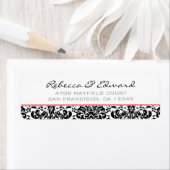 ピンク&ブラックダマスク住所 シール (インサイチュ)