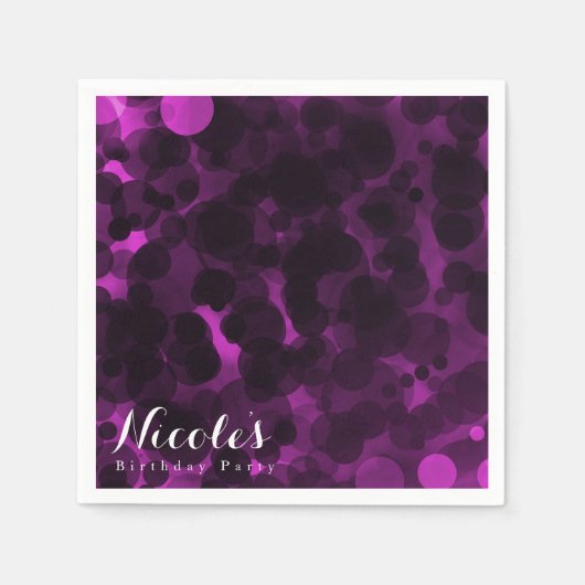 ピンク&ブラックドットシモダンックパーティーシカスタムック スタンダードカクテルナプキン (正面)