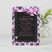 ピンク&ブラックバラバチェロレッテ招待状 招待状 (スタンド正面)