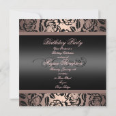 ピンク/ブラックバレリーナスウィート16誕生日招待状 招待状 (裏面)