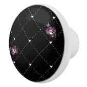 ピンク&ブラックパイレーツスカルクロスボーンパンクドレッサー セラミックノブ (右)