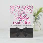 ピンク&ブラックファブラス50thバースデーパーティー招待状 招待状 (スタンド正面)