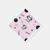 ピンク&ブラックフィッシュボーンズ子犬の誕生日パーティー スタンダードカクテルナプキン (角)