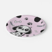 ピンク&ブラックフィッシュボーンズ子犬の誕生日パーティー ペーパープレート (アングル)