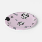 ピンク&ブラックフィッシュボーンズ子犬の誕生日パーティー ペーパープレート (アングル)