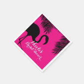 ピンク&ブラックフラミンゴ&パームバースデーパーティーカスタム スタンダードカクテルナプキン (角)