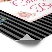 ピンク&ブラックフローラキャンディバー結婚の看板ポスター ポスター (角)