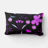 ピンク&ブラックフローラプリント腰枕 ランバークッション (裏面)