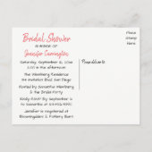 ピンク&ブラックブライダルシャワーカップのお茶パーティー インビテーションポストカード (裏面)