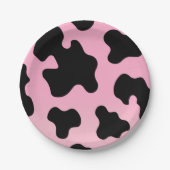 ピンク&ブラックプリントウェスタン女性のカーボーイパーティー ペーパープレート (正面)