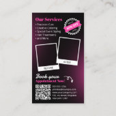 ピンク&ブラックヘアサロンマガジンカバー 名刺 (裏面)