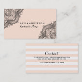 ピンク&ブラックヘナデザイン名刺 名刺 (正面/裏面)