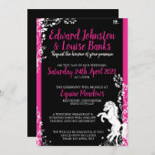 ピンク&ブラックホース結婚式招待状 招待状 (正面/裏面)