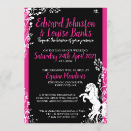 ピンク&ブラックホース結婚式招待状 招待状