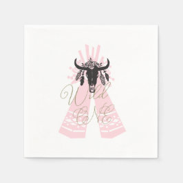 ピンク&ブラックボホシックワイルドワン1st誕生日パーティー スタンダードカクテルナプキン