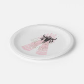 ピンク&ブラックボホシックワイルドワン1st誕生日パーティー ペーパープレート (アングル)