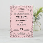 ピンク&ブラックムスリム結婚式招待状 招待状 (スタンド正面)