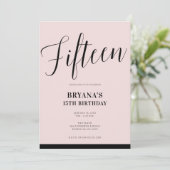 ピンク&ブラックモダンスミニマルクリプト15 15 15th 招待状 (スタンド正面)