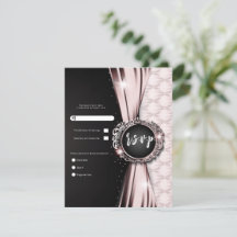 ピンク&ブラックラグジュアリーエレガントウェディングRSVP