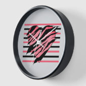 ピンク&ブラックロヴェハートデザインスクエアウォールクロック 壁時計 (傾斜)