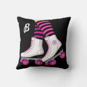 ピンク&ブラックローラスケートスケートで滑る クッション (裏面)