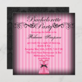 ピンク&ブラックヴィンテージシックバチェロレッテ招待状 招待状 (正面/裏面)
