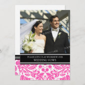 ピンク·ブラック写真の誓結婚い更新招待状 招待状 (正面/裏面)