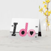 ピンク・ブラック結婚のお祝いのカード カード (黄色い花)