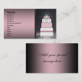 ピンク&ブラック結婚のケーキ名刺 名刺 (正面/裏面)