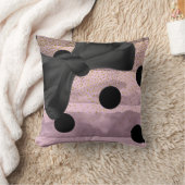 ピンク&ブラック金ゴールド水玉模様シックボウトレンディーグラム クッション (ブランケット)