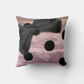 ピンク&ブラック金ゴールド水玉模様シックボウトレンディーグラム クッション (裏面)
