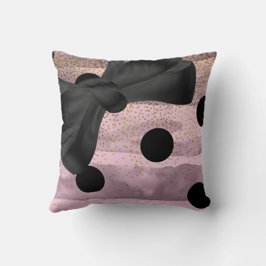 ピンク&ブラック金ゴールド水玉模様シックボウトレンディーグラム クッション (裏面)