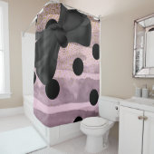 ピンク&ブラック金ゴールド水玉模様シックボウトレンディーグラム シャワーカーテン (インサイチュ)