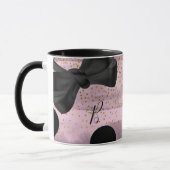 ピンク&ブラック金ゴールド水玉模様シックボウトレンディーグラム マグカップ (左)