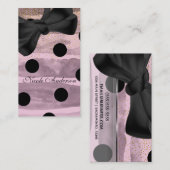 ピンク&ブラック金ゴールド水玉模様シックボウモダン 名刺 (正面/裏面)