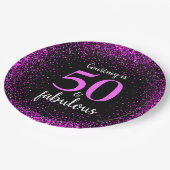 ピンク&ブラック50パーソナライズされたと素晴らしい紙 ペーパープレート (アングル)