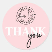 ピンク ブラック あなたのロゴ サンクス ラウンドシール (正面)