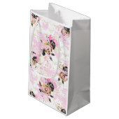 ピンク、ブラック、および金ゴールドフローラ抱き枕 スモールペーパーバッグ (裏面アングル)