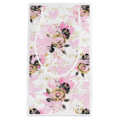 ピンク、ブラック、および金ゴールドフローラ抱き枕 スモールペーパーバッグ (正面)