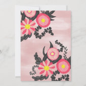 ピンク ブラック アクリル フラワー ウォーターカラー キンセアニエラ 招待状 (裏面)
